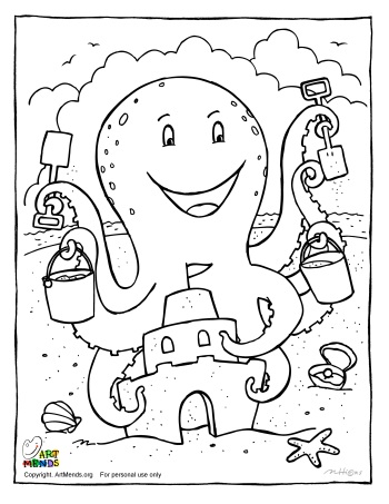 Octo Sand Castle Art Mends Coloring Page
