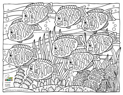 School of Fish Art Mends Coloring Page